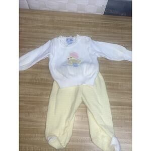 Vintage Baby Sweater Pant Outfit Sz 6-9 Mo Embroidered Duck Long Sleeves